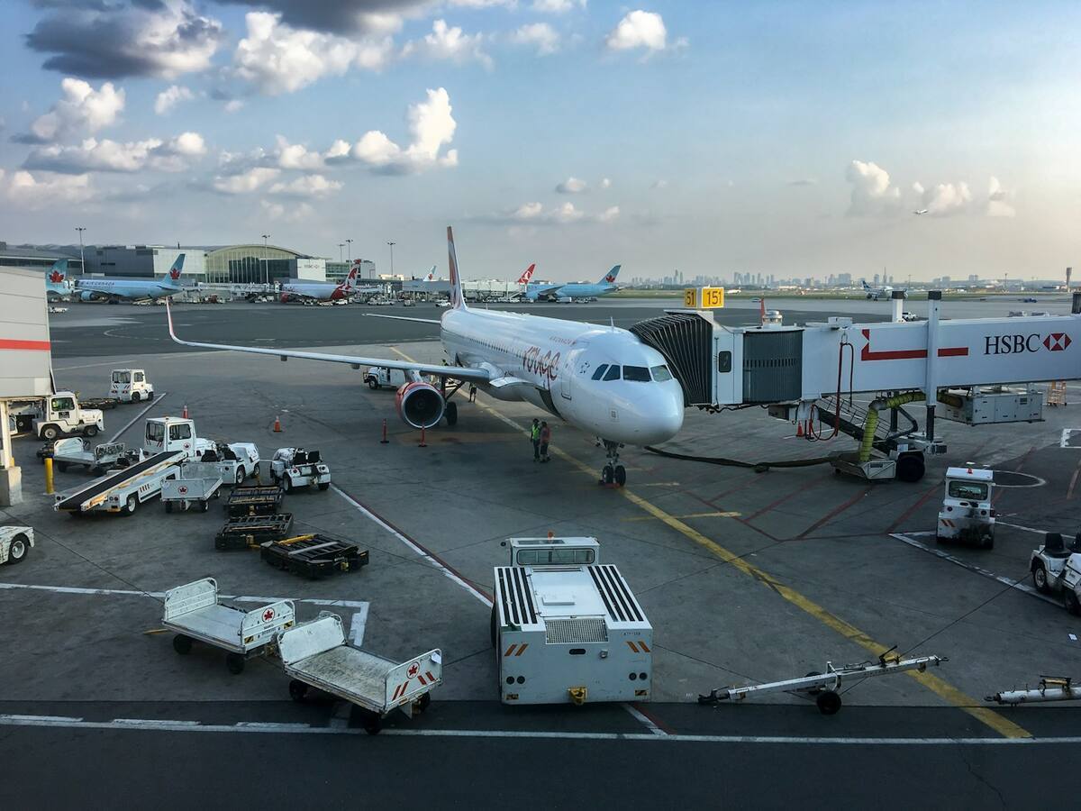 Aircraft at the gate with ground handling equipment