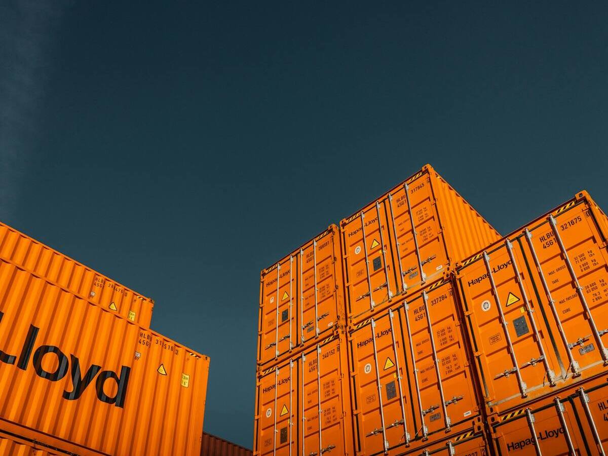 Stacked shipping containers