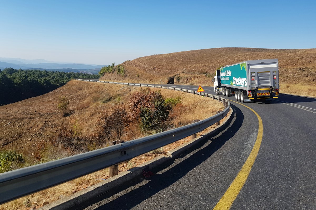 Container truck on a highway
