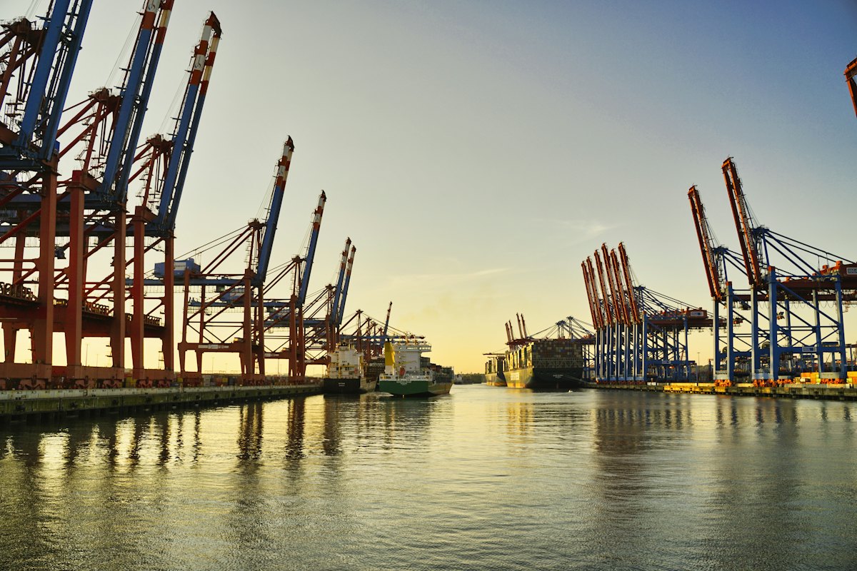 Gantry cranes over a container terminal