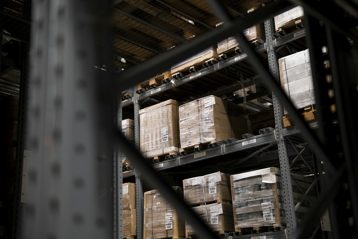 Warehouse racking with palletised stock